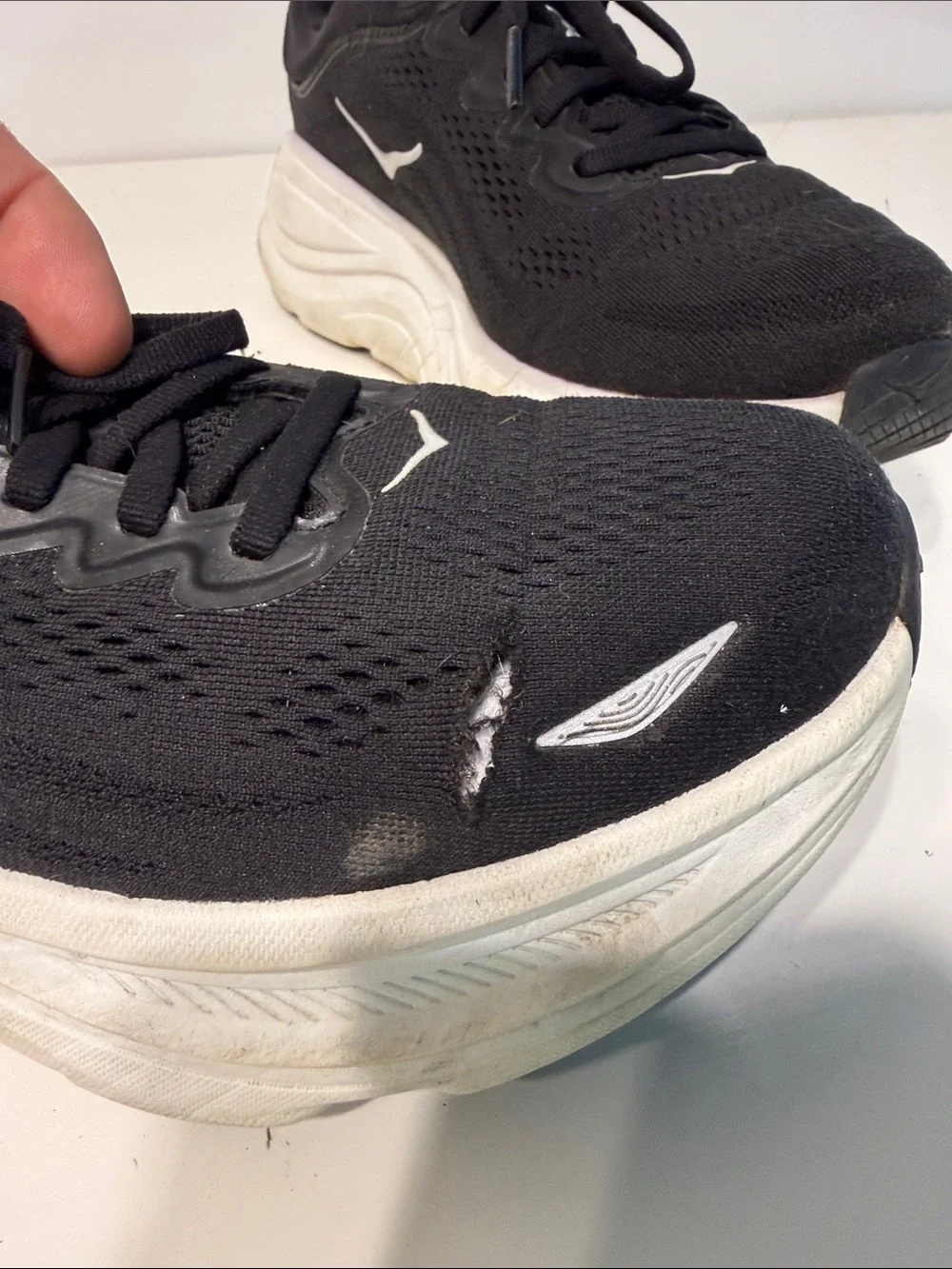 Used Hoka Bondi 9 Women's Black and White Athletic Running Shoes 9B